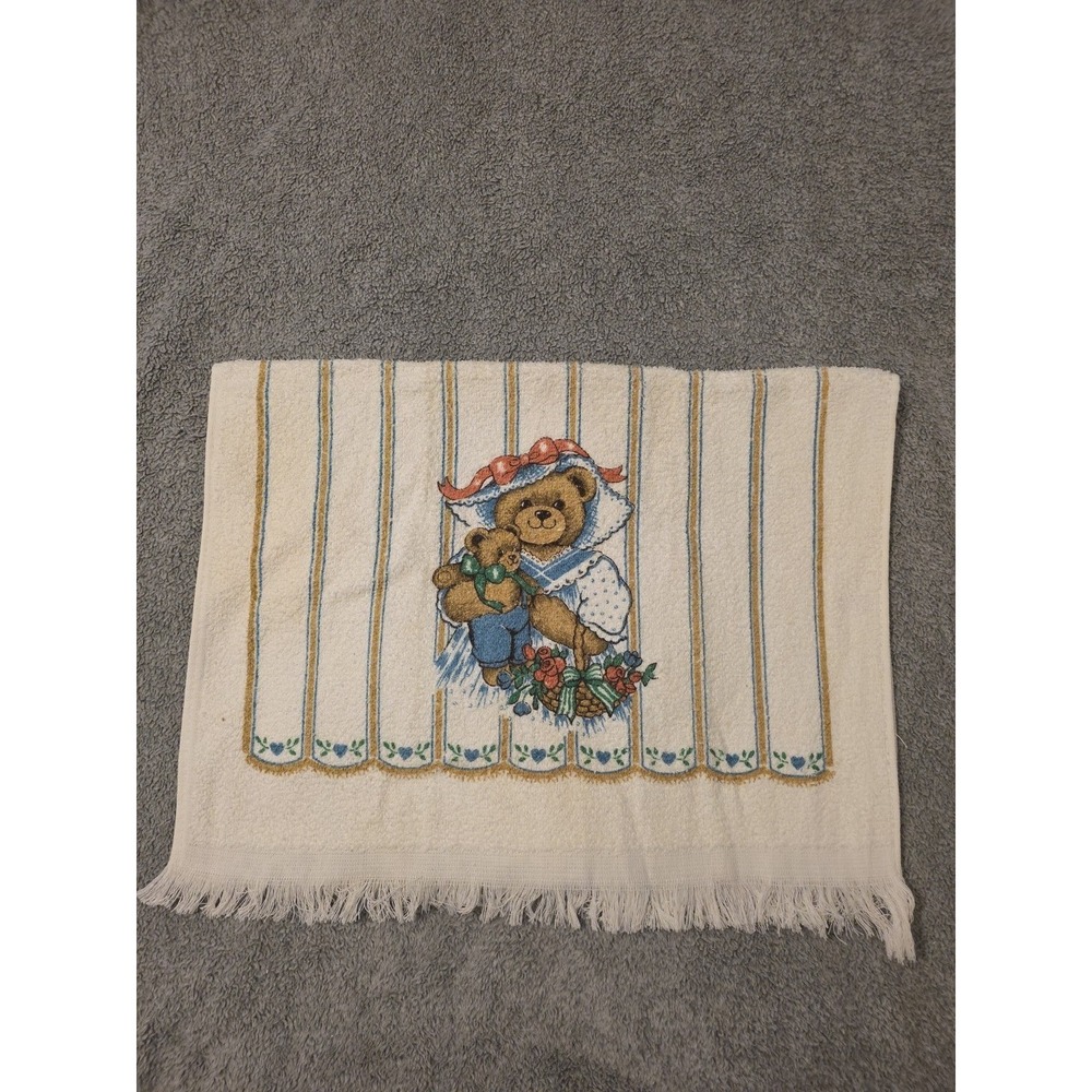 Cannon TEDDY BEARS Kitchen Decor Tea Hand Towel 80s 16x23" Granny‎ Cottage Core